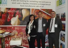 Emma Spif, Mark Stewart and Darren Bevan at JDM Food group, who brought an extensive range of products, including their new salad dressings and croutons. The company are looking to get more involved in the European market.