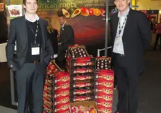 Matthew Mills and Michael Martins from Halls, promoting a new range of ready to eat avocados and mangoes from South Africa.