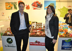 Stéphane Decourcelle and Mélanie Planchon from Les Fruits Rouges promoting their French berries