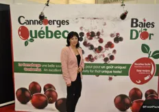 Nancy Goudreau from Canneberges Québec promoting the cranberries.