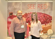 David Anthony and Breanne Loyd from RubyFresh promoting the pomegranates
