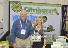 James and Megan Shanley from Shanley Farms promoting the Gator eggs, ideal size of avocado together in an egg box.