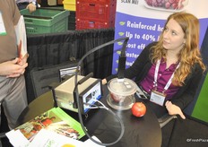 Andrea Melnychenko is testing her Felix Portable Ethylene Analyzer and can see the ethylene is going down after wrapping it in PrimePro.