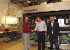 Alan Colbourne making a handshake agreement with Theodore Viontzos and Heracles Reizopoulos of Cool-Fresh Refrigeration, Greece.