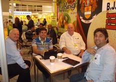 Always ready for a laugh and a chat - the boys from Capogreco Farms, Dane 2nd left and Bruno on the right, pictured here with Micheal McGrath Bob Cooper from JHF Australia.