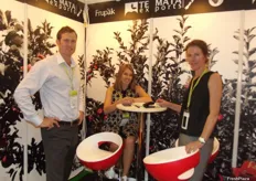 Andrew Thompson, Morgan Tait and Vanessa Tait at the beautiful Te Mata Exports stand promoting their New Zealand apples.