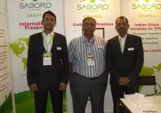 Vijay Gohate, Vikram Puri and Nitin P Ingale were at the Mahindra stand to promote the Saboro brand of grapes from India.
