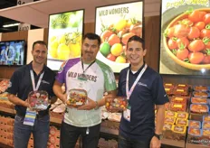 Peppe Bonfiglio, Kevin Safrance and Paul Mastronardi from Sunset. They are holding Wild Wonders. The product is a mix of selected tomatoes. The sales are fantastic. Also the Eco bowl is very convenient for consumers. When you open it and you have a nice bowl filled with various tomatoes.