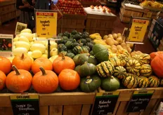 A lot of pumpkins, they were also displayed outside the shop. The fruit and vegetable chef indicated that they were very popular