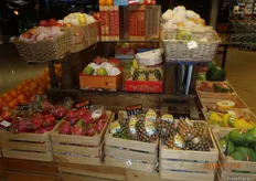The fruit in City Shop was well presented in rustic baskets and wooden trays.
