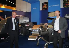 Luc van Buynder and Jan van der Horst of Urschel with the Sprint 2, a cube slicing machine with low input but plenty of end product.