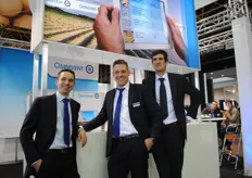 Paul Kok, Hens Gunneman and Dries Claes of Omnivent. They internationally presented the Omnicuro during the Interpom. Omnicuro is a new generation storage computer.