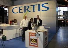 Johan Maelfeyt, Patrizia Mares and Bert Callebaut of Certis. Certis Europe offers full system solutions for environmentally friendly, integrated crop protection.