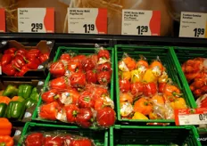 Bell peppers packaged and separate