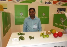 MK Exports specialises in exotic fruit and vegetables from India. Pictured here with some of the products is Manoj Barai.