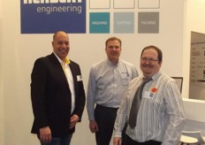 New from Herbert Engineering this year development of the Oculus sorter for use with citrus fruit which can pick out features on the skin which show the potential for mould in the fruit. Pictured are Mark Verschuren, Adrian Head and Glen Burt.