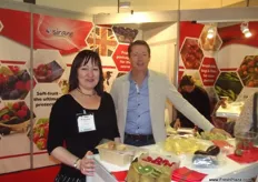 Sirane were back at fruit Logistca with their Dry Fresh Soft Pad, an economical solution for maximum shelflife, the pad can give up to 5-6 days more for softfruit. Pictured are Gillian Carter and Adam Green.