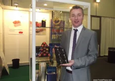 Holfeld Plastics have won six prizes this year and were nominated for the Fruit Logistca innovation Award for their new packaging material shown here by Simon Dodd.