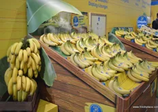 Chiquita bananas on a new display for retail at the Chiquita booth.