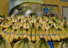 The Chiquita bananas are cooled with a fog machine.