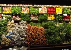 This display of vegetables was very colourful and eye catching.