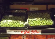 Fresh shelled peas at almost 2 Euro a pack.