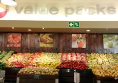 A big range of pre-packed value apples.