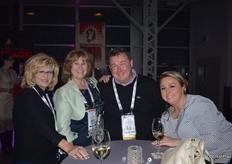 Teri Miller and Margie Schurko with BC Produce Marketing Association, Harold Paivarinta and Sabrina Pokomandy from Red Sun Farms.