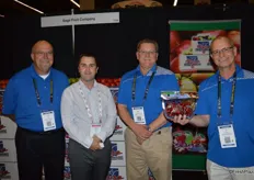 The blue shirt team of Sage Fruit Company: Chuck Sinks, Steve Kuebler and Joe Aronica. Second from left is Michael Baird with Loblaw.