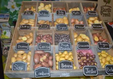 Display with a small selection of Earth Fresh' Potatoes.
