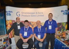 In the blue shirts Dwayne Coffin, Ted Groenewegen and John van der Zwaag with Groenewegen & Sons Produce Sales. Far left: Randy Visser with Gerrit Visser & Sons.