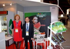 Bruno Alvarez and Beatrice Ingues, from Anecoop France in promotion of their brand Bouquet.