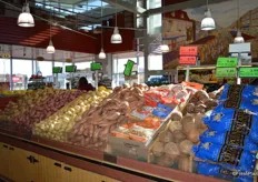 Selection of potatoes: some loose bulk varieties as well as packaged product from Little Potato Company.