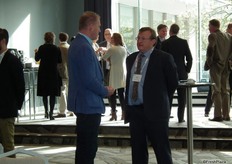 Networking at the morning reception.