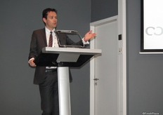 "Julian Marcilly, Chief Economist from Coface, during the presentation "Shifting Trade Winds: Geopolitics, Global Trade & You"."