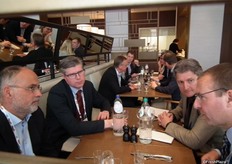 (From left to right) Leon Mol, Ahold, Johan den Engelse from Frugicom, Jacco Vooijs, Royal Fruitmasters and Peter Verbaas from Frugi Venta, during the networking lunch.