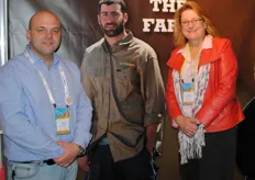Carlos Trimboli, 'Farmer Chris', Joan Macdougal at Your Local Greengrocer Stand. Farmer Chris in the middle would have been at the trade show in real life, but we were told he is rather shy.
