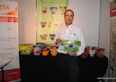 Anwar Douadi at the Biopack Postharvest Soutions Stand. Anwar shows some Tesa packaging which helps to keep food fresh and in tact.