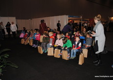 The kids wait excitedly for the launch to begin.