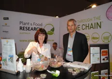 The Plant & Food Research Stand - Yvonne McDermid and Gavin Ross. Plant & Food Research was the topic of one of the sessions on Tuesday, and there are some new and interesting developments in terms of storage and technology to improve yield and quality for growers and consumers.
