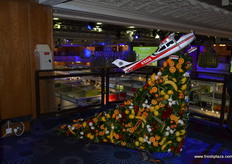 Beautiful fruit sculpture on the balcony.