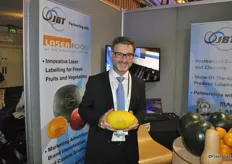 Stephane Merit from LaserFood promotes the laser printing on fruit and vegetables
