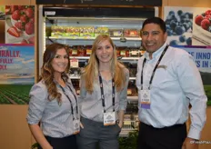 All smiles in the Naturipe booth: from left to right Cammie Wheelus, Jesse Curtis and Jerry Moran. Naturipe won the award for best new fruit product with its New “On-the-Go” Fresh Blueberry Mix.