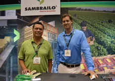 Salvador Hernandez and Erik Sambrailo with Sambrailo Packaging.