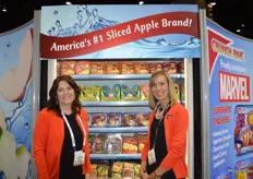 Jennifer Dietrich and Krista Jones with Crunch Pak show that there are lots of options when it comes to sliced apples.