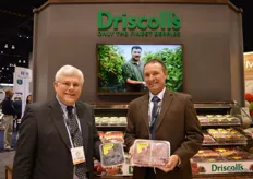 Steve Trede and Greg Andersen showing part of Driscoll's berry selection.