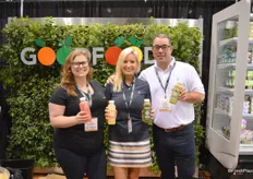 Mandy Bottomlee, Kristyn Lawson and Kurt Penn with GoodFoods Group show some of the company's cold pressed juices. Their samples were in high demand by tradeshow attendees.