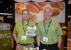 Eric Sim and David Caldera with Orchard Valley Harvest, showing a nut mix.