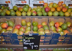 Organic red mangos from Pacific Organice Produce, sourced in Mexico.