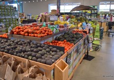 Avocados and tomatoes on display
